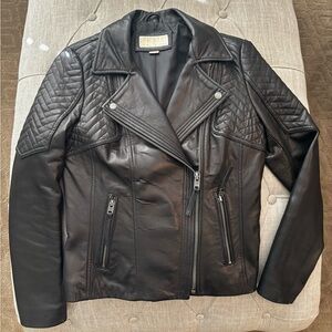 Michael Kors Black Quilted Moto Leather Jacket